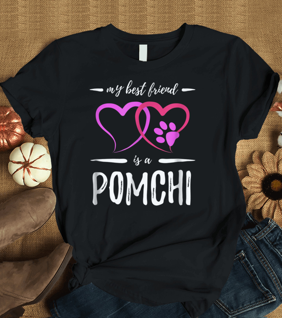 My Best Friend Is a Pomchi Dog Mom Funny Idea T-Shirt