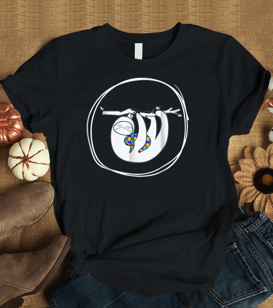 Sloth Autism Awareness Sloth Lover Puzzle T-Shirt