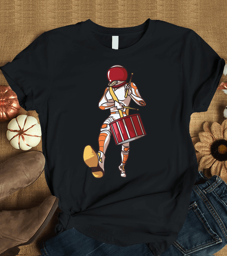 Marching Band Drums Mom Player High School Space-Themed Drummer Astronaut T-Shirt
