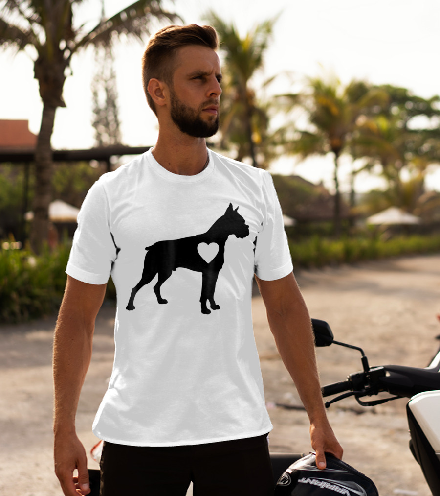 Boxer Dog Heart Silhouette Design For Loving Dog Moms T-Shirt