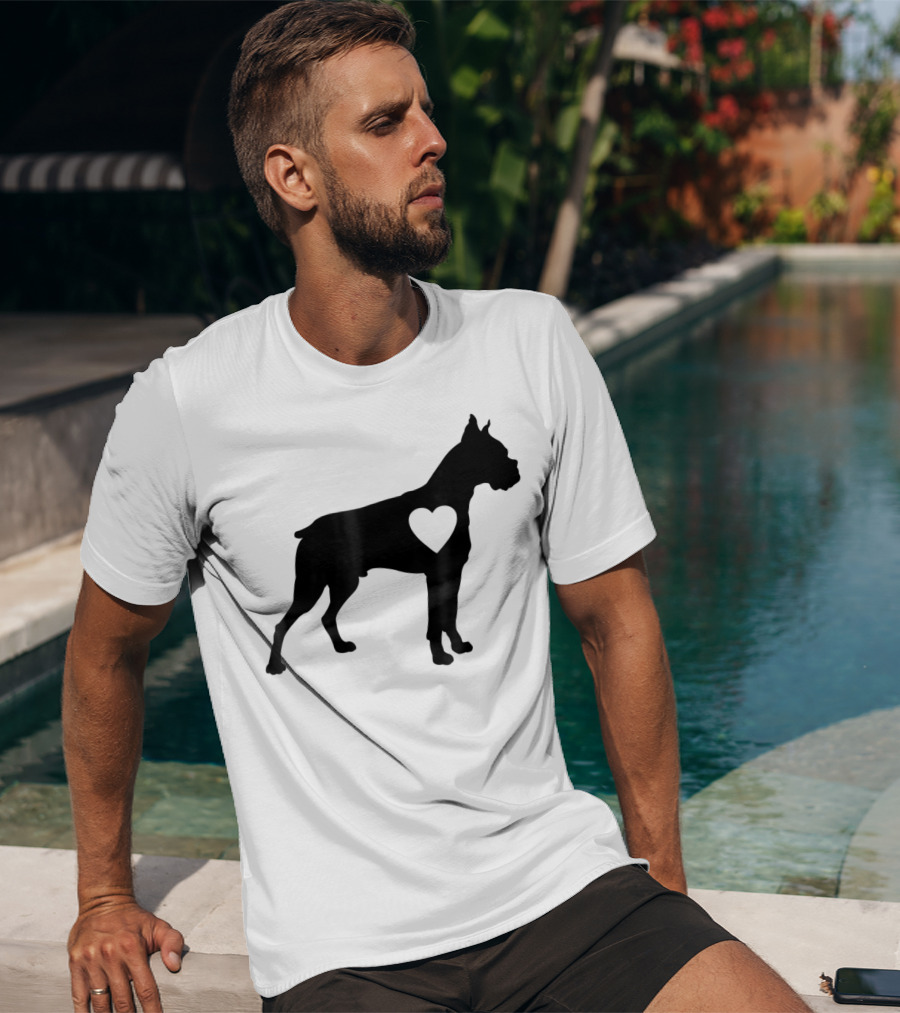 Boxer Dog Heart Silhouette Design For Loving Dog Moms T-Shirt