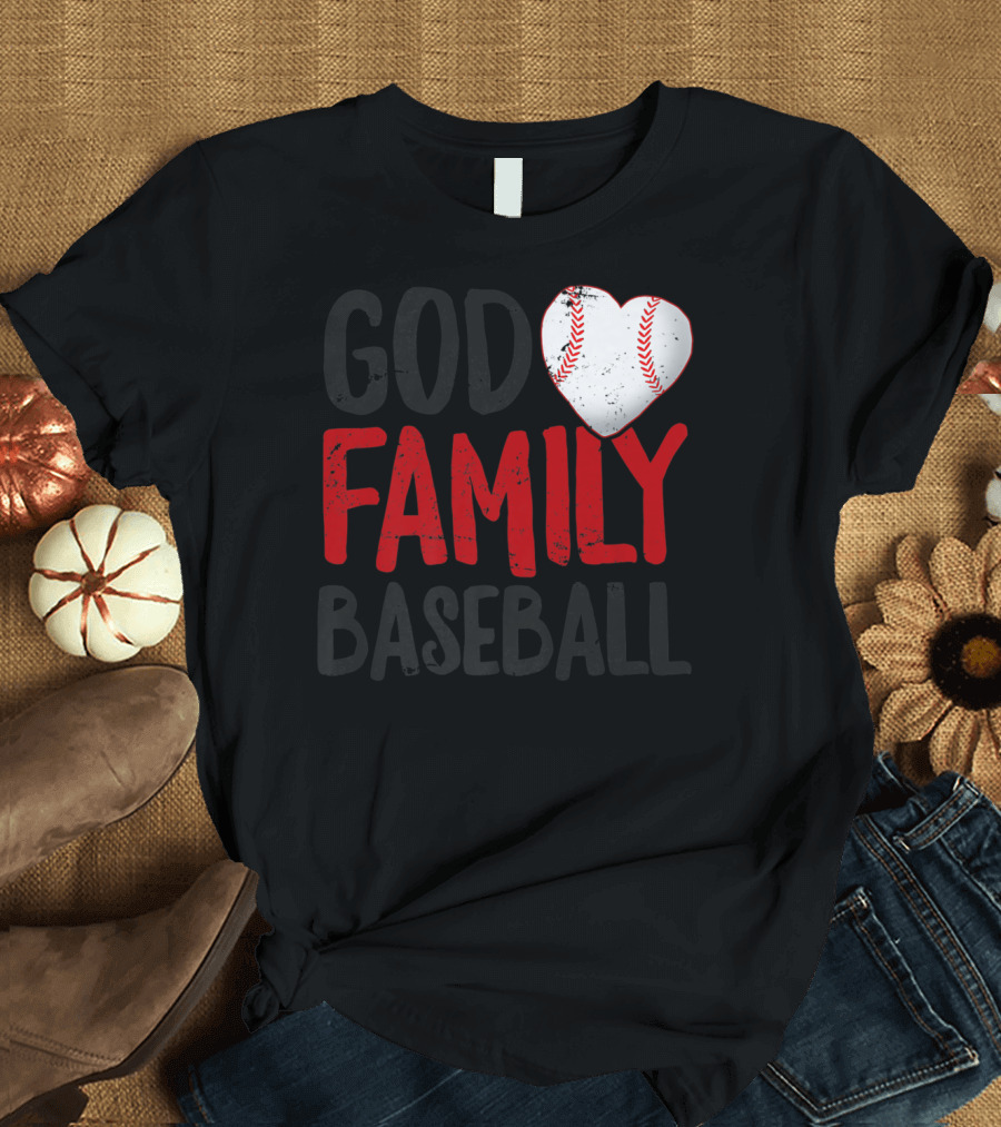 God Family Baseball Mom Mother Dad Father Coach27 Heart Baseball T-Shirt