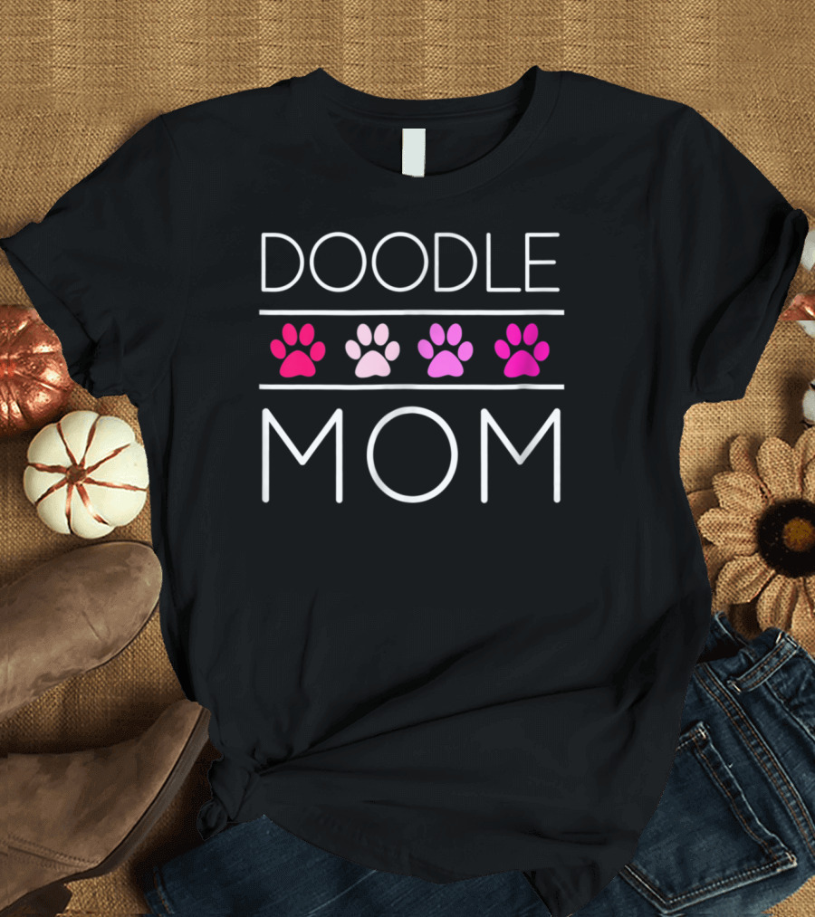 Doodle Mom Pyredoodle Aussiedoodle Sheepadoodle Paw Prints T-Shirt