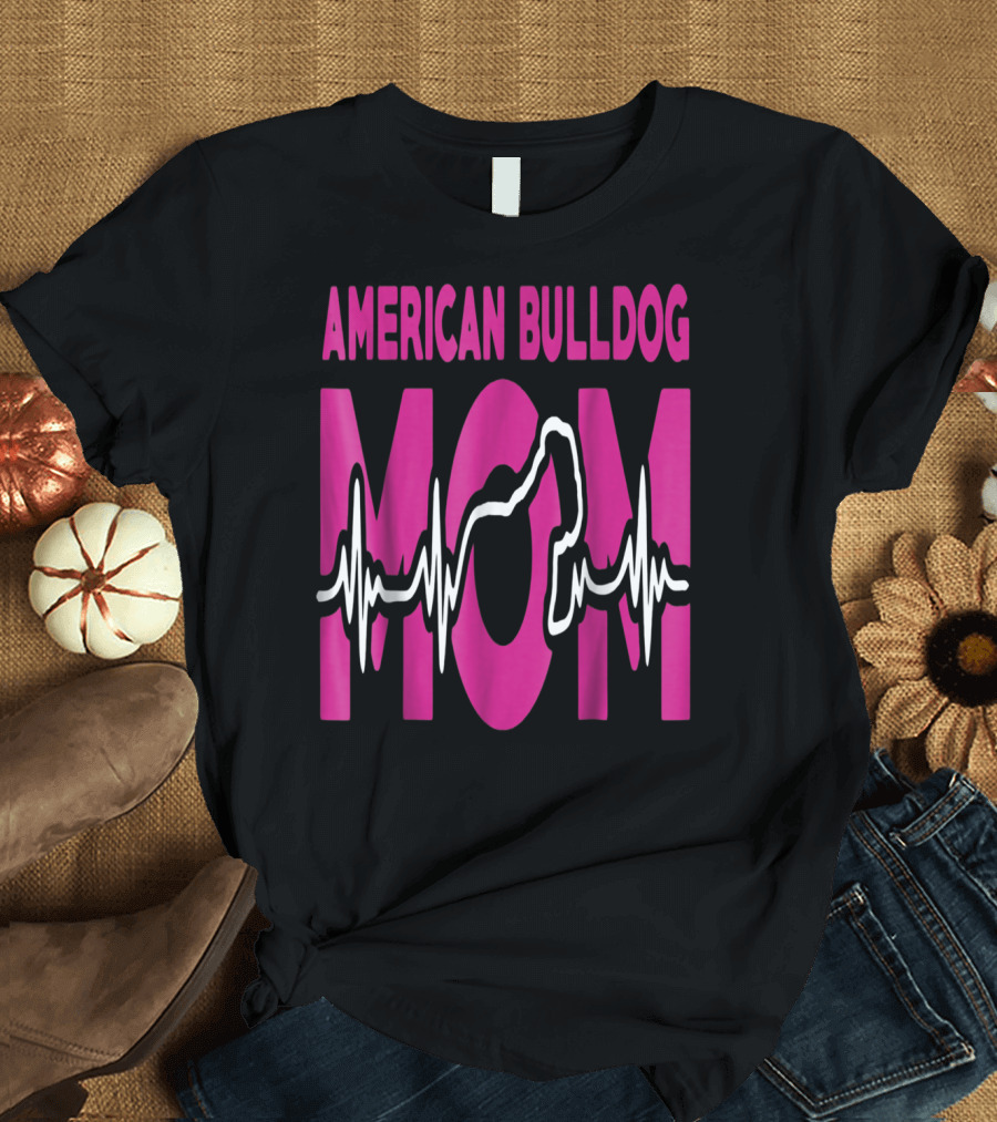 American Bulldog Mom Heartbeat T-Shirt