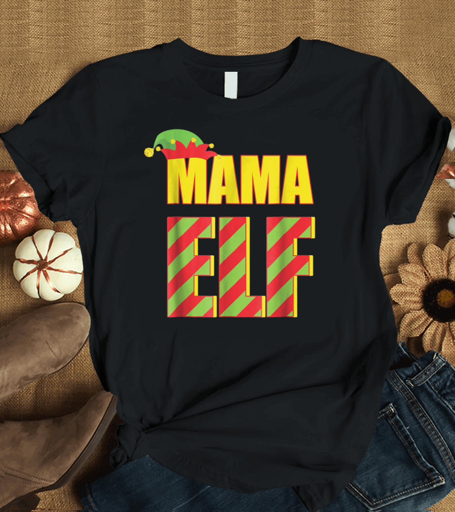 Mama Elf Christmas Family Matching Fun Women T-Shirt