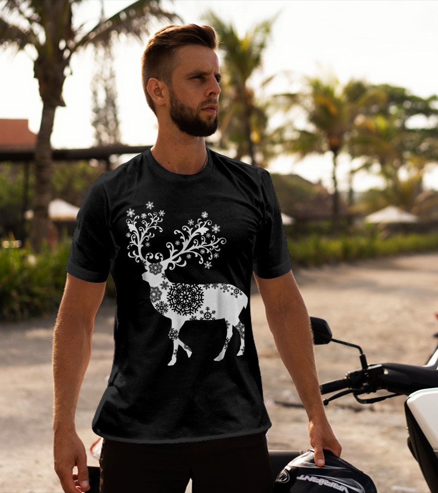 Christmas Mom Daughter Father Son Matching Deer Snowflake Clothing T-Shirt