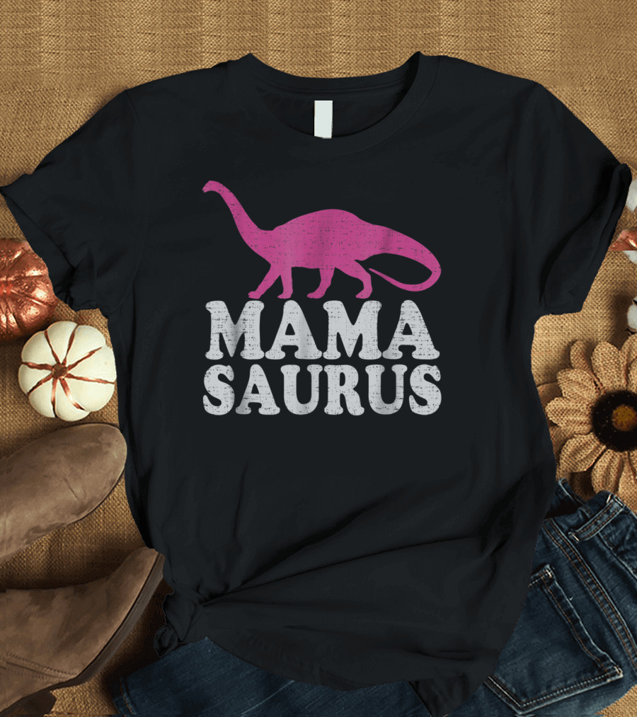MAMASAURUS Cute Brontosaurus Dinosaur T-Shirt