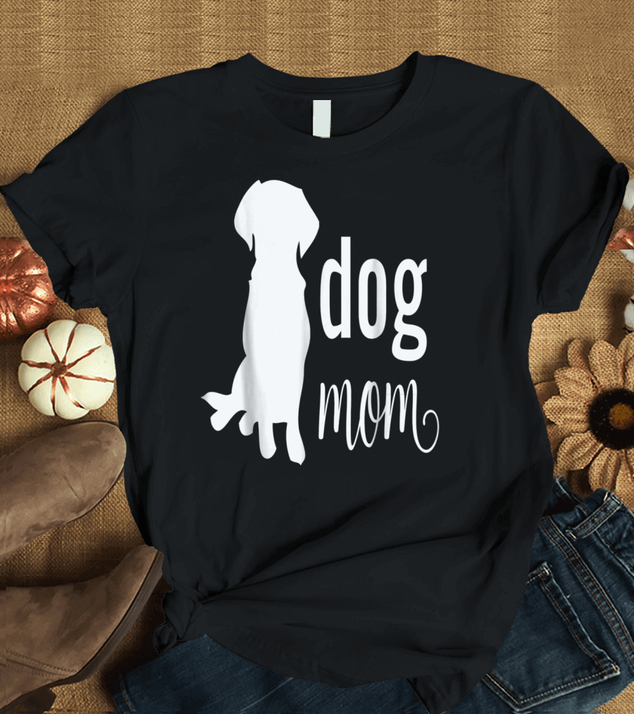 Dog Mom Silhouette White Dog Mom T-Shirt
