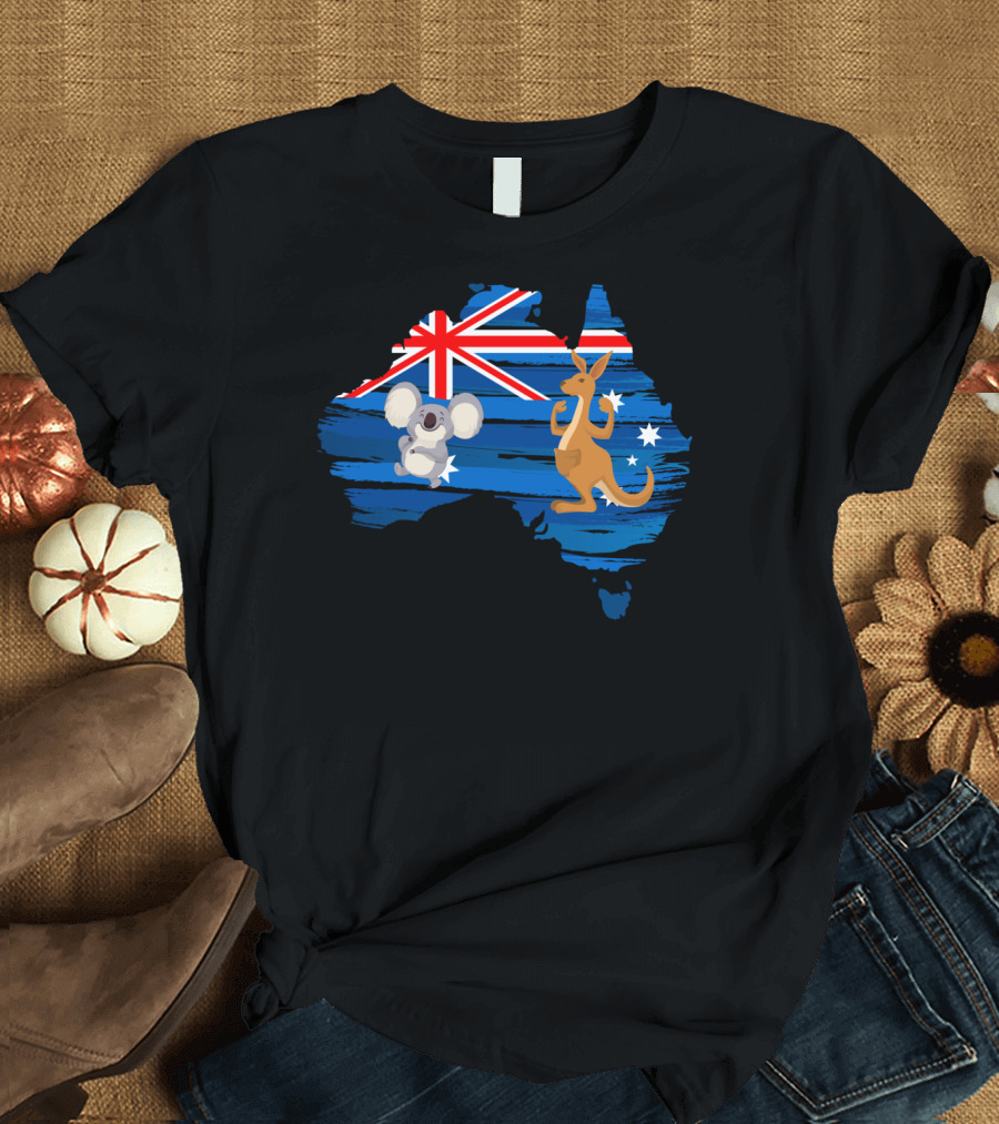 Koala Kangaroo Australia Flag Map Celebrate T-Shirt