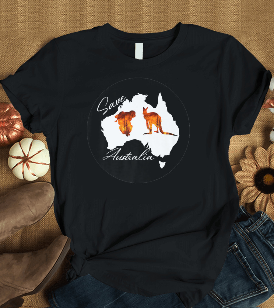 Save Australia Kangaroo and Koala Silhouette Forest Protection T-Shirt