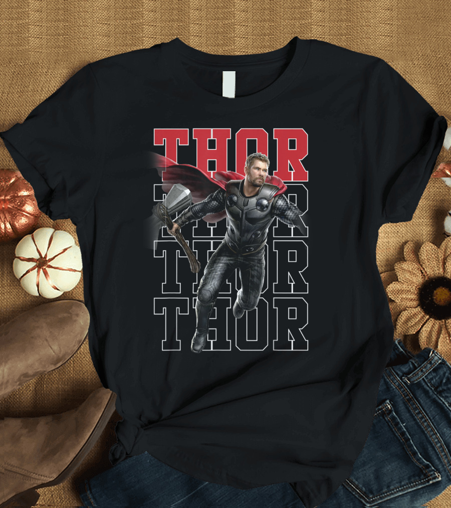 Marvel Avengers Endgame Thor Text Overlay Pose T-Shirt
