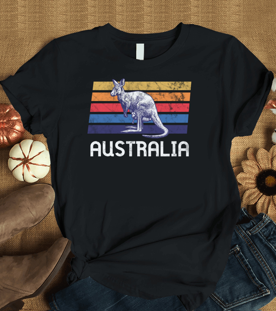 Australia Flag Kangaroo Retro Soccer Marsupia T-Shirt