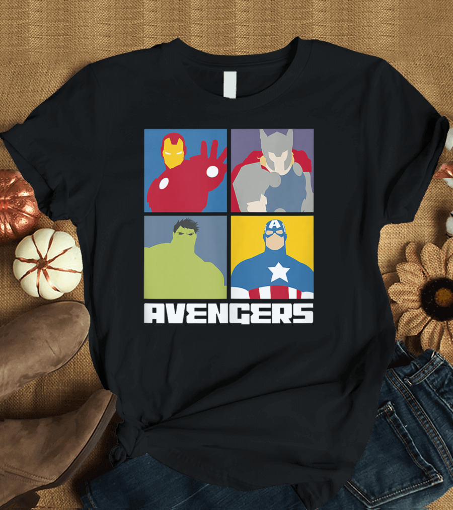Avengers Comic Color Pop Box Panel Iron Man Thor Hulk Captain America T-Shirt