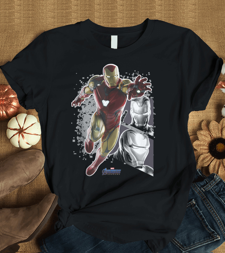 Marvel Avengers Endgame Iron Man Action Poses with Armor Panels T-Shirt