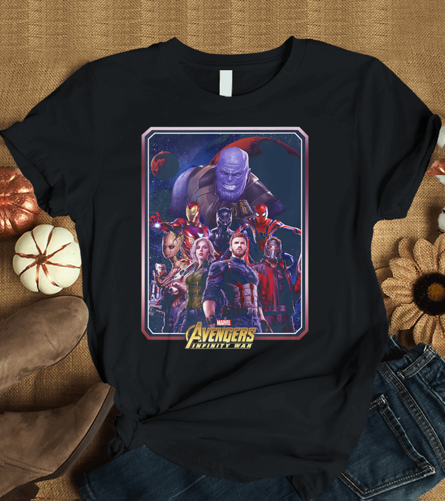 Marvel Avengers Infinity War Main Cast Thanos Iron Man Thor Spider-Man Guardians T-Shirt