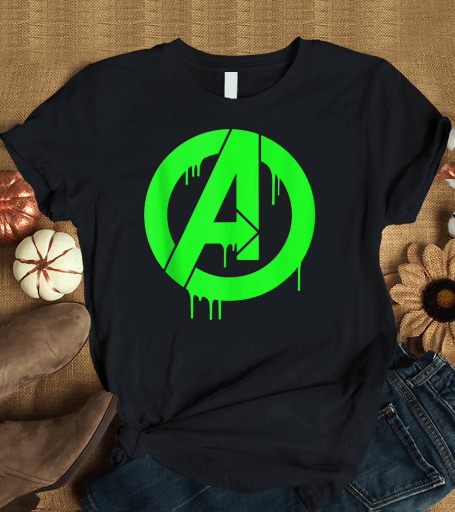 Marvel Avengers Neon Green Paint Drip T-Shirt