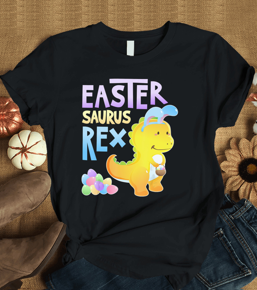 Easter Saurus Rex Dinosaur Trex Boys Bunny Eggs T-Shirt