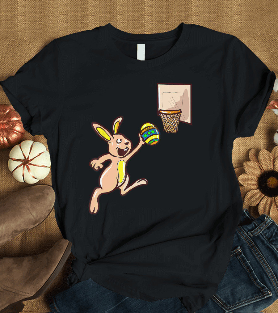 Easter Egg Dunking Bunny Basketball Fun T-Shirt