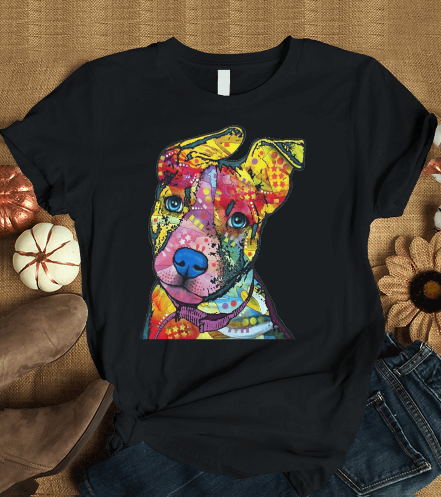 Pitbull Colourful Patchwork Vibrant Pit Bulls Artful T-Shirt