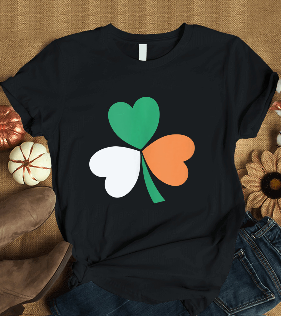 Irish Pride Shamrock Hearts Love Ireland Flag Colors T-Shirt