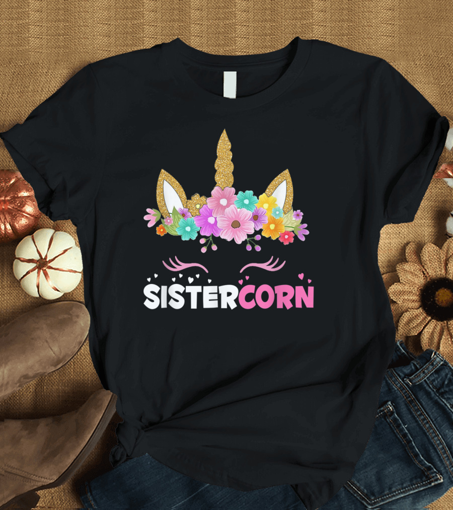 Sistercorn Unicorn Costume Funny Siste Magic Floral T-Shirt