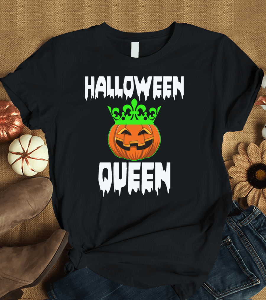 Halloween Queen Funny Pumpkin Crown Horror Scary T-Shirt