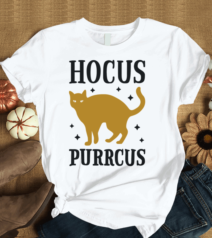 Hocus Purrcus Magical Cat with Stars T-Shirt