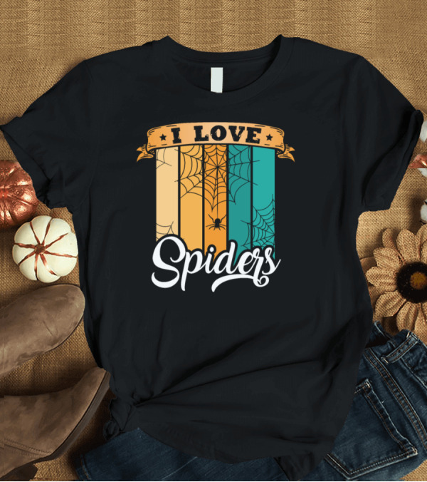 T-Shirt: I Love Spiders Retro Web Stripes T-Shirt I Love Spiders Retro Web Stripes T-Shirt