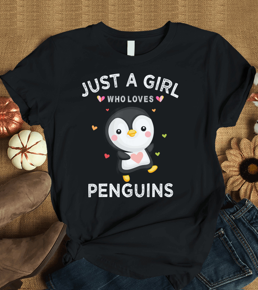 Just A Girl Who Loves Penguins Cute Heart Accents T-Shirt