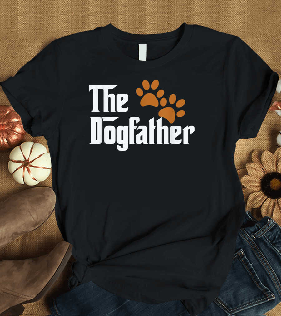 The Dogfather Cool Dog Dad Dog Father Paw Prints T-Shirt