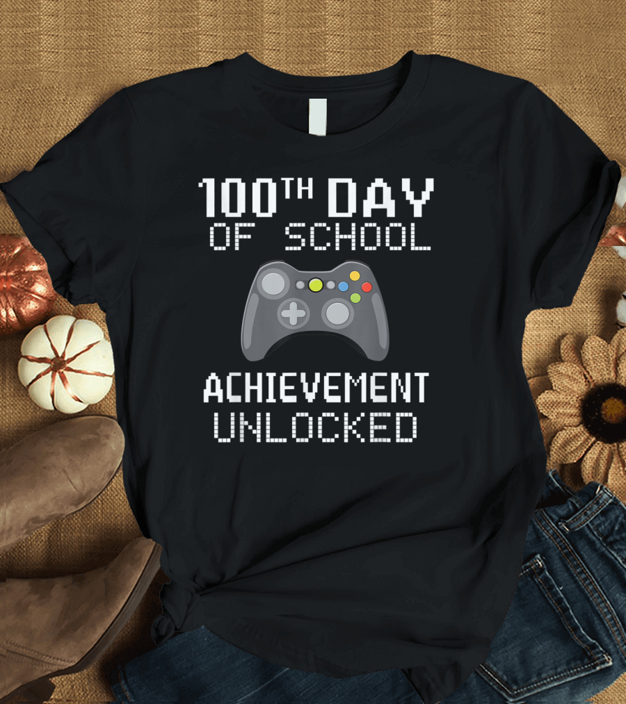 100th Day of School Achievement Unlocked Video Game Controller T-Shirt