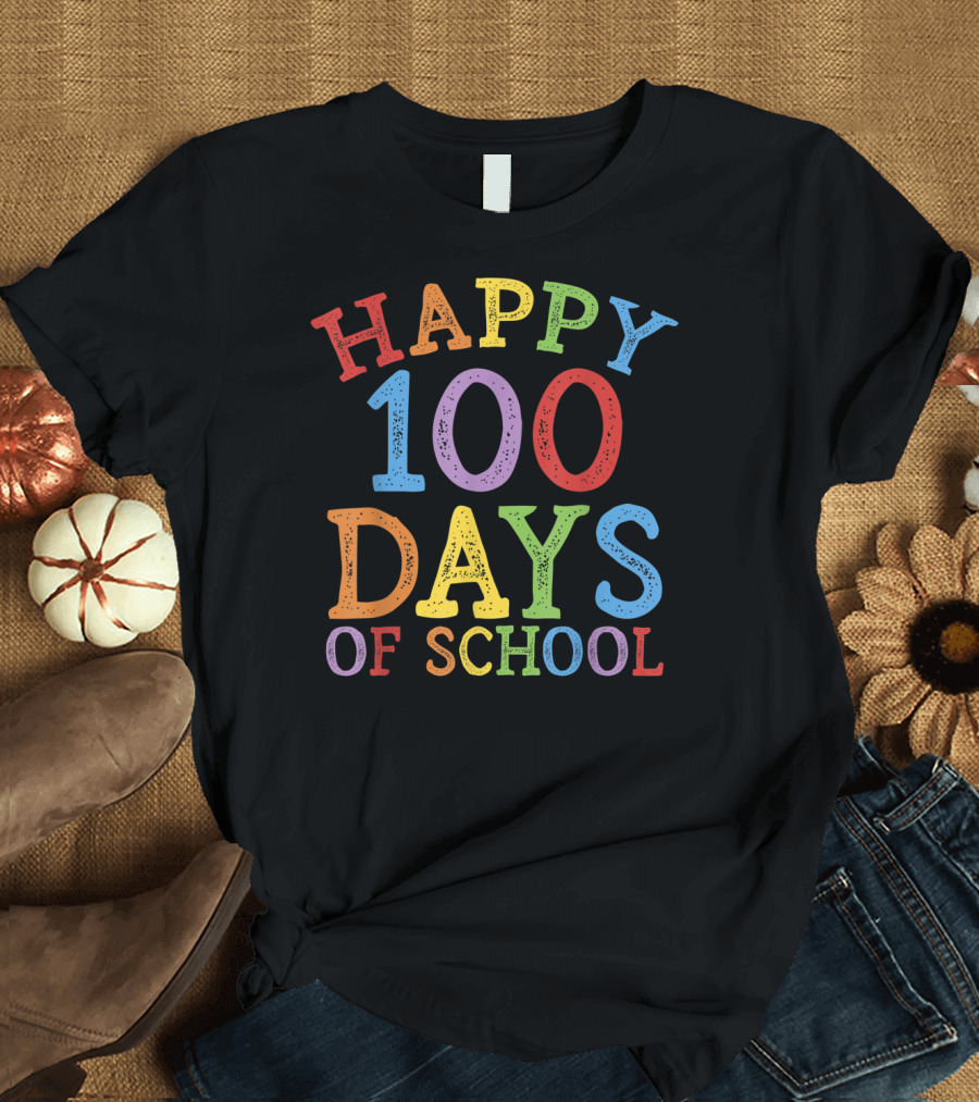 100th Day Happy Days of School Rainbow T-Shirt