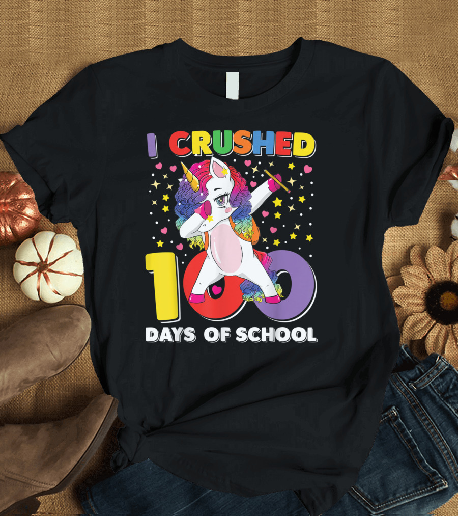 I Crushed 100 Days of School Unicorn Dab T-Shirt