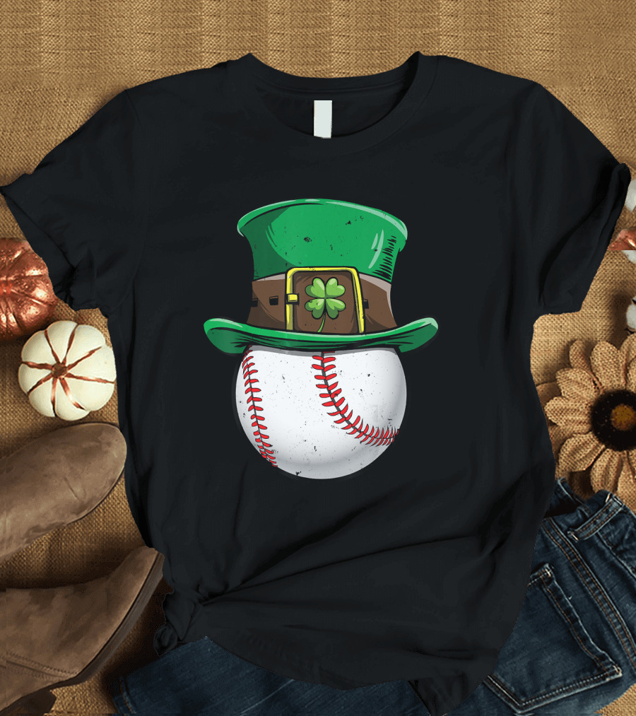 Baseball Leprechaun Hat Shamrock T-Shirt