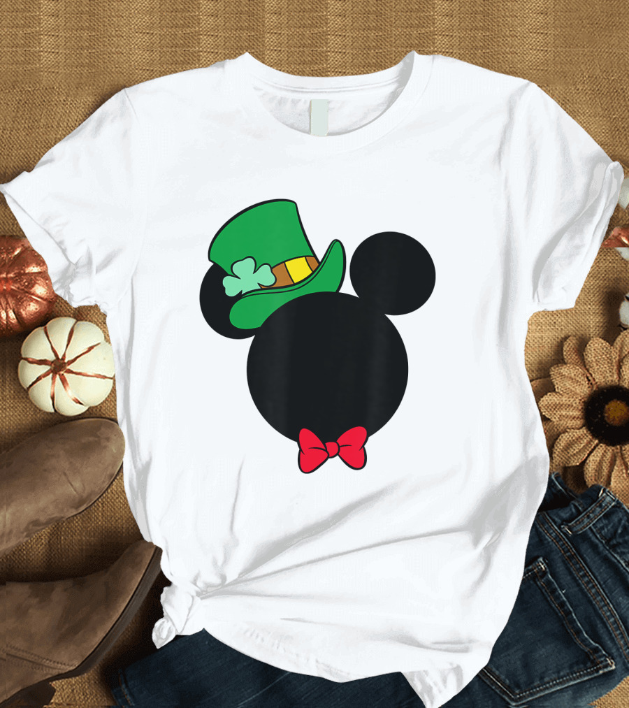 Disney Mickey Mouse Icon Leprechaun Hat Bowtie T-Shirt