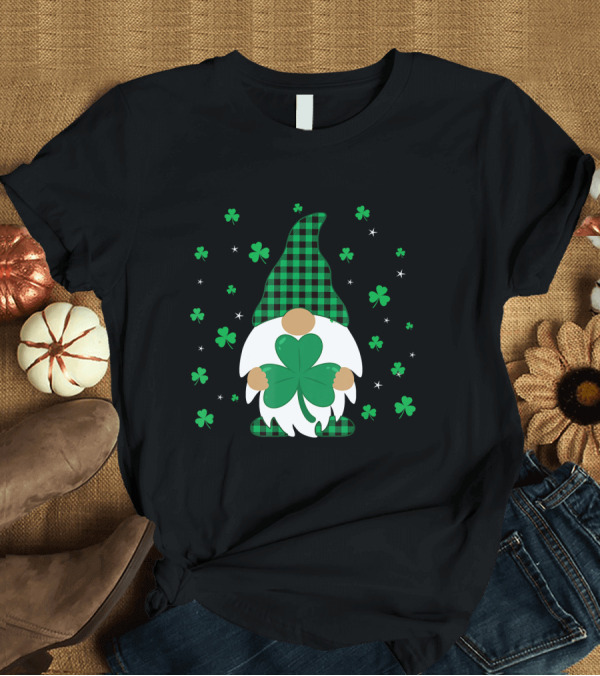 T-Shirt: Irish Gnome Leprechaun Green Plaid Shamrock Luck St. Patrick's Day T-Shirt Irish Gnome Leprechaun Green Plaid Shamrock Luck St. Patrick's Day T-Shirt