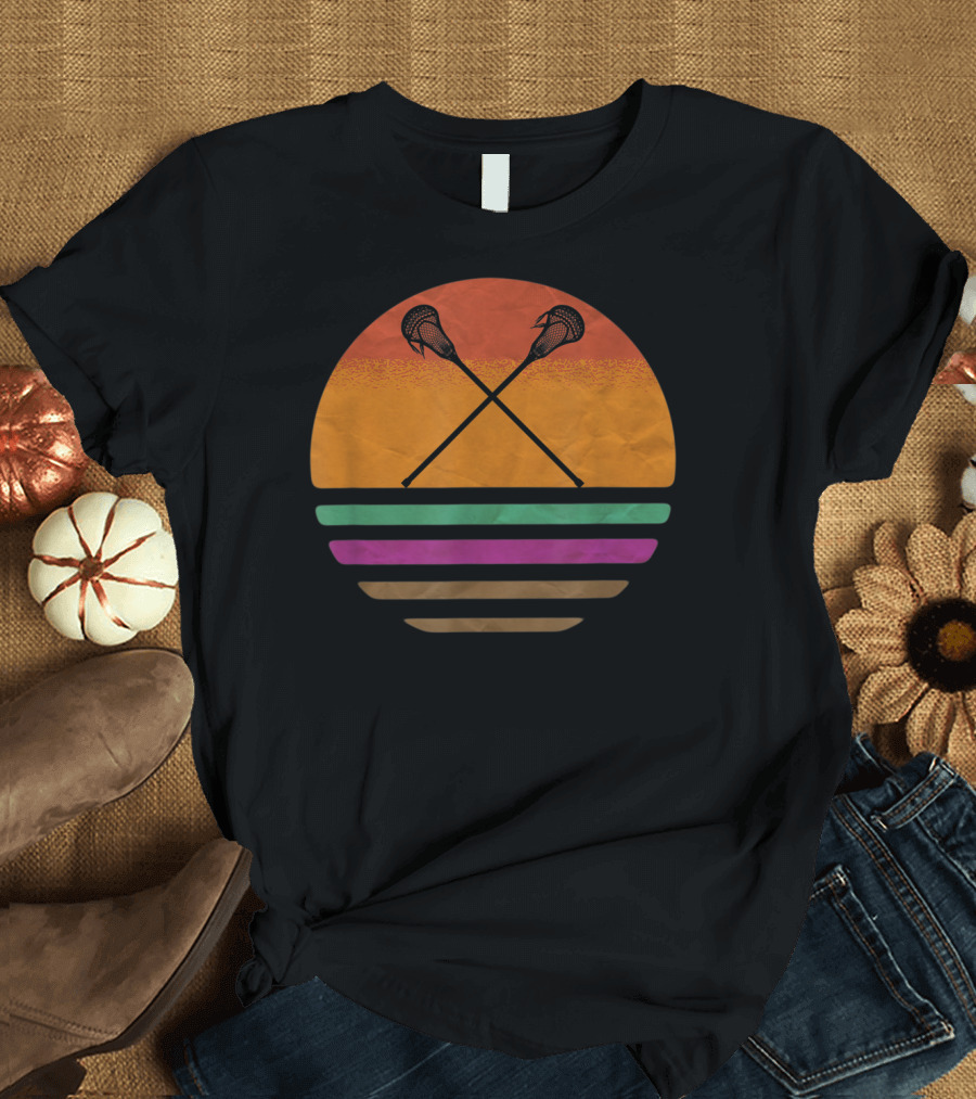 Vintage Lacrosse Sticks Sunset T-Shirt