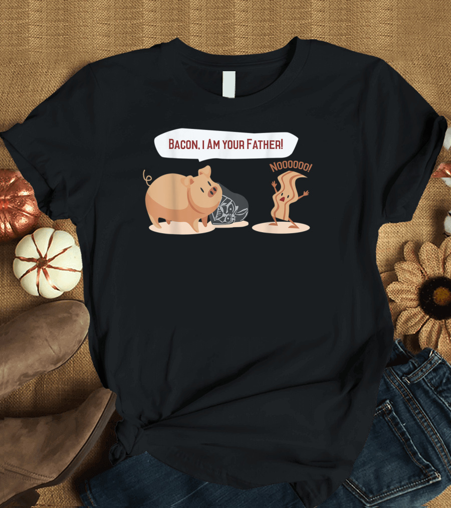 Bacon I Am Your Father Noooooo Pig and Bacon Star Helmet T-Shirt