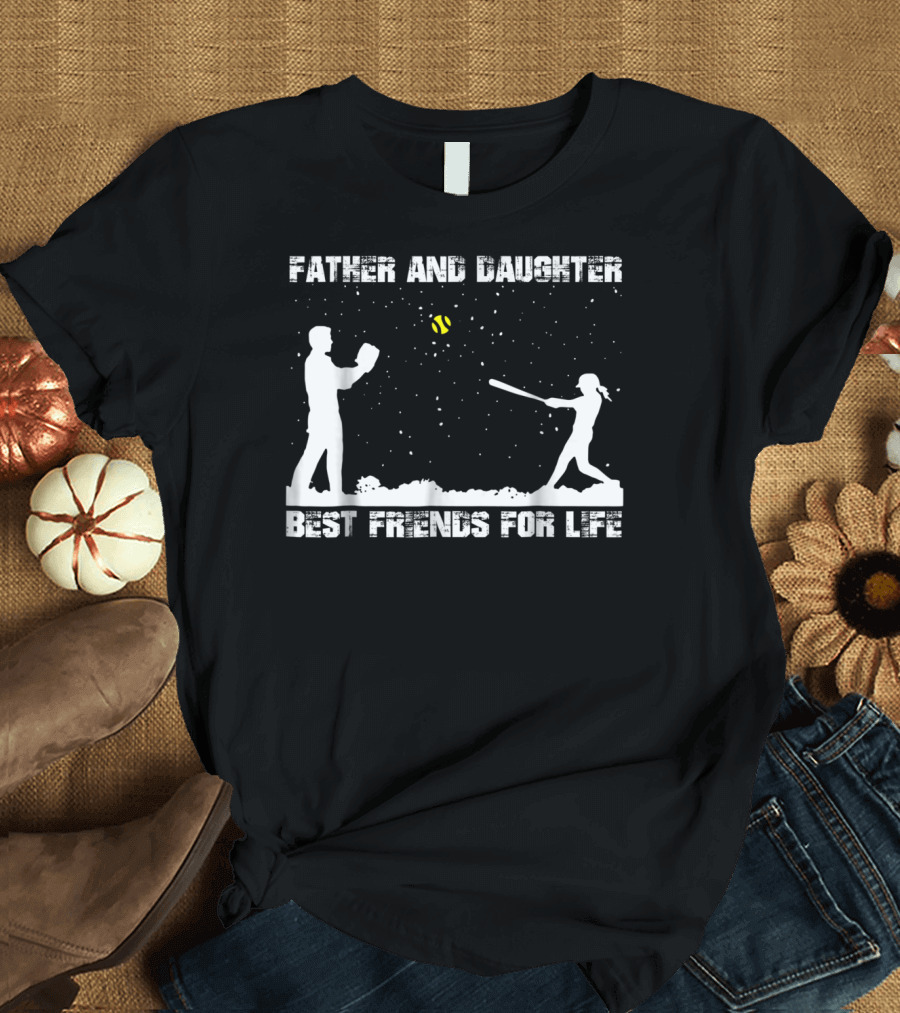 Father And Daughter Best Friends For Life Playing Baseball T-Shirt
