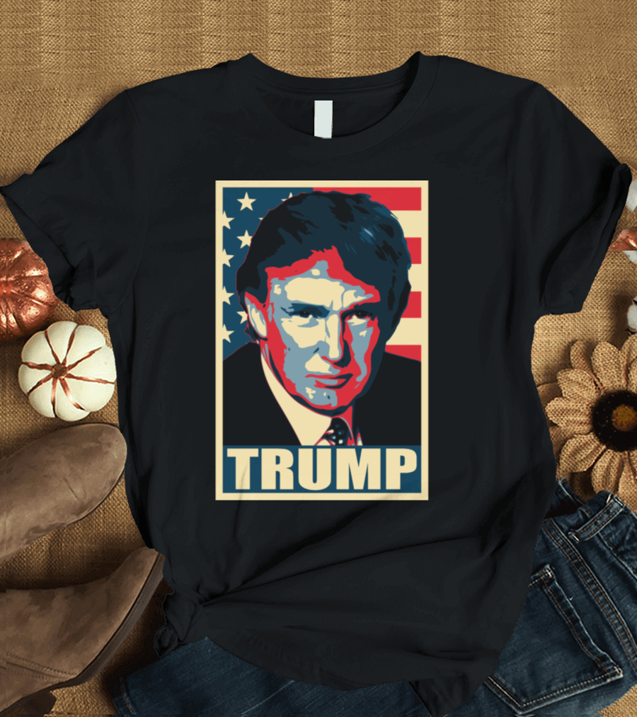 Trump Hope Poster Style American Flag T-Shirt