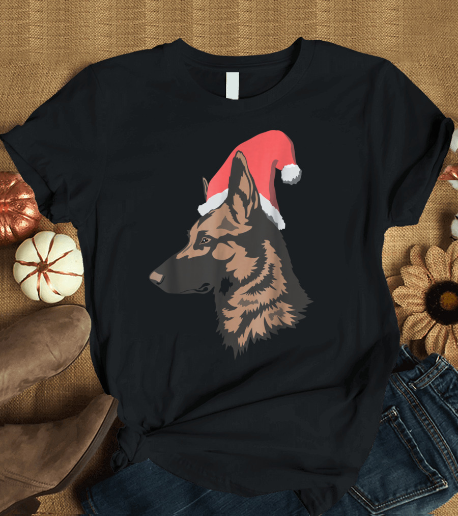 Belgian Malinois Christmas Santa Hat Dog T-Shirt