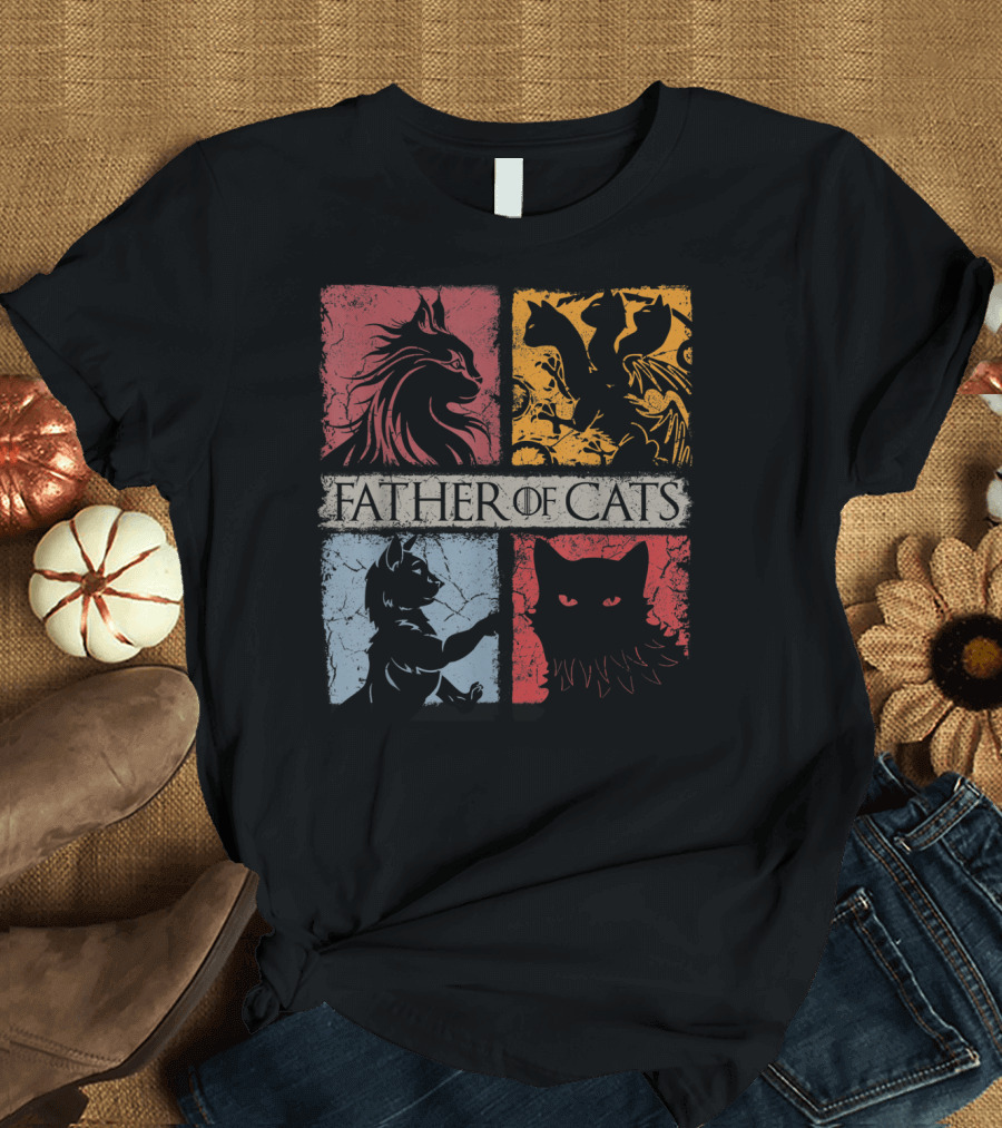 Father Of Cats Game of Thrones Style Cat Lovers Cat Dad T-Shirt