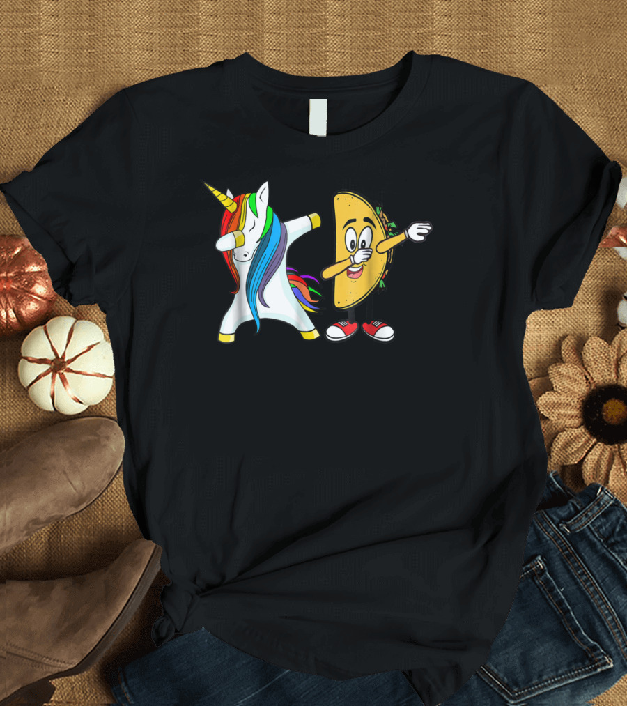 Dabbing Unicorn Rainbow Funny Tacos Dab T-Shirt
