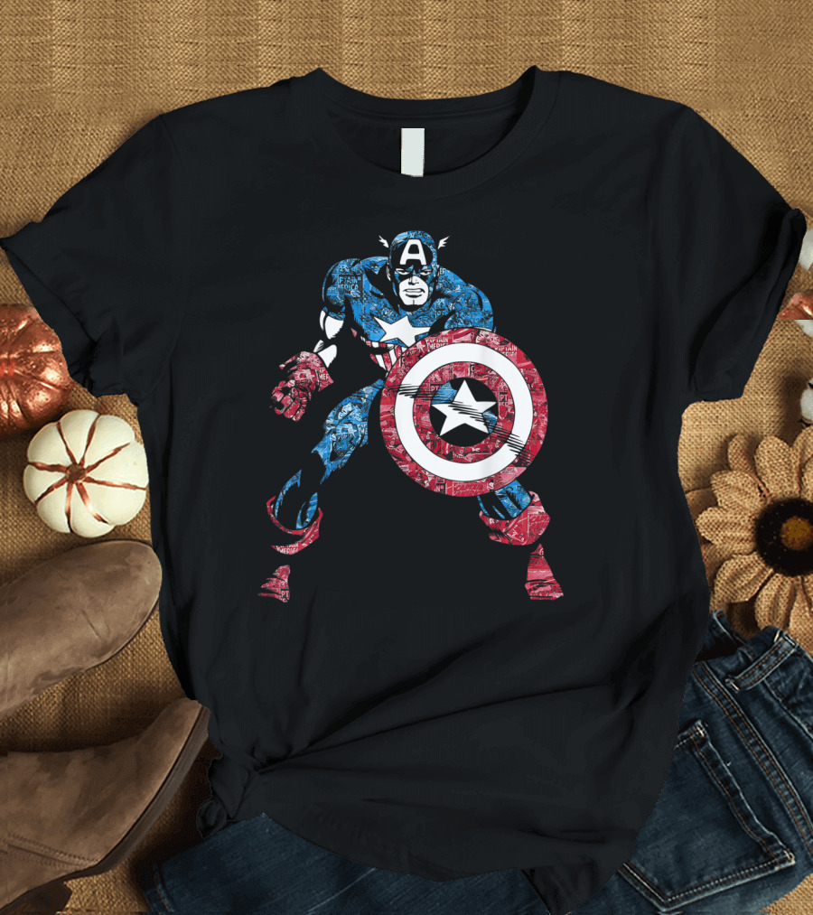 Marvel Captain America Comic Pattern Avengers Kaleidoscope T-Shirt