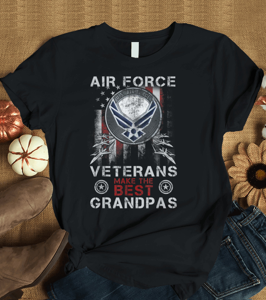 U.S. Air Force Veterans American Flag Emblem Make The Best Grandpas T-Shirt