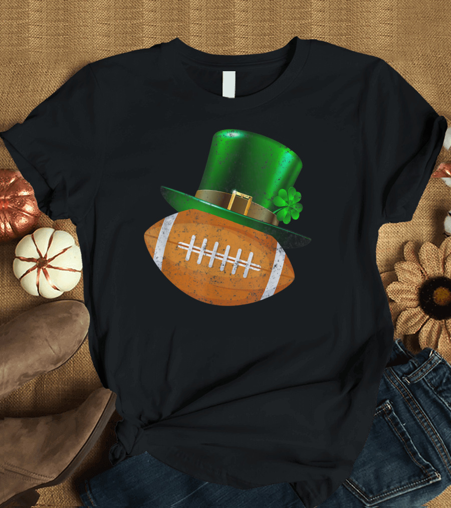 Leprechaun Hat Football Rugby Shamrock St Patricks T-Shirt