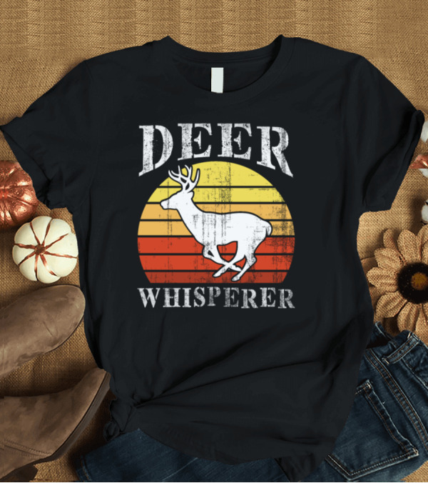T-Shirt: Deer Whisperer Retro Sunset Jaeger Hobby Hunting Wild Deer T-Shirt Deer Whisperer Retro Sunset Jaeger Hobby Hunting Wild Deer T-Shirt
