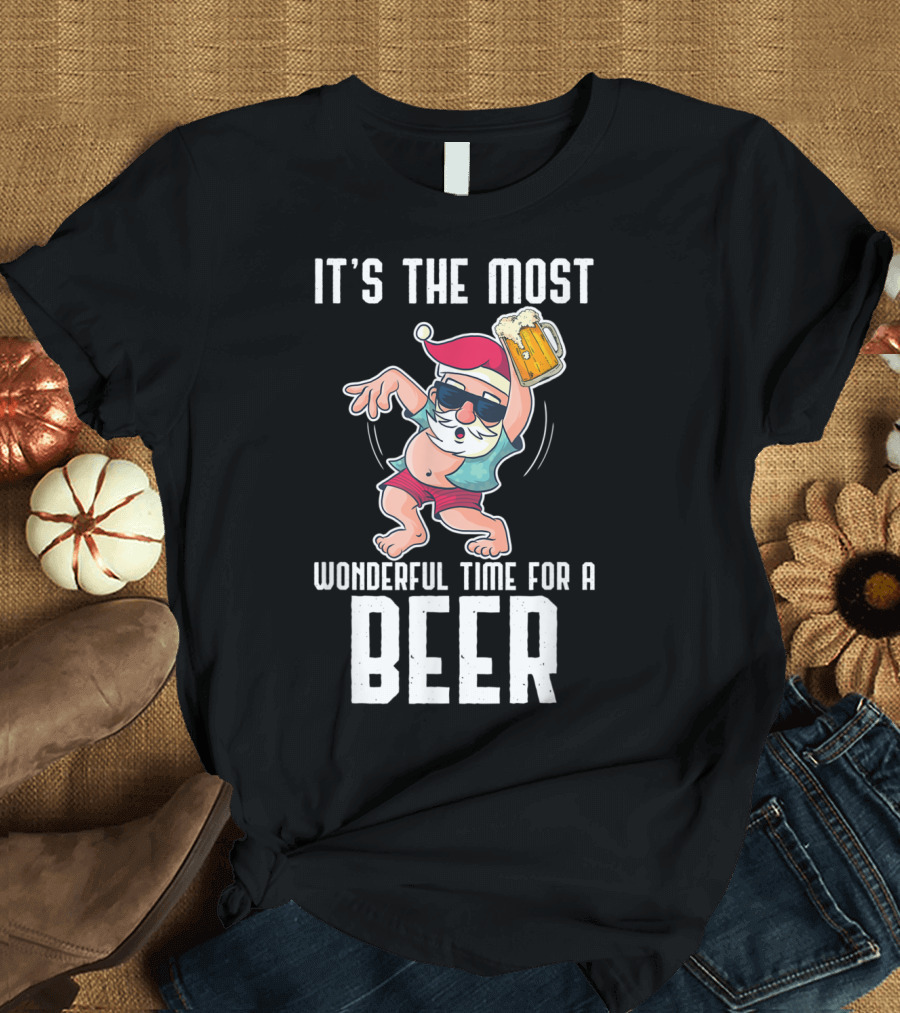 It's The Most Wonderful Time For A Beer Santa Summer Vibes T-Shirt