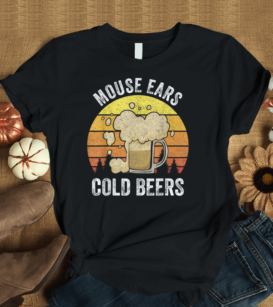 Mouse Ears Cold Beers Funny Vintage Sunset Beer Mug T-Shirt
