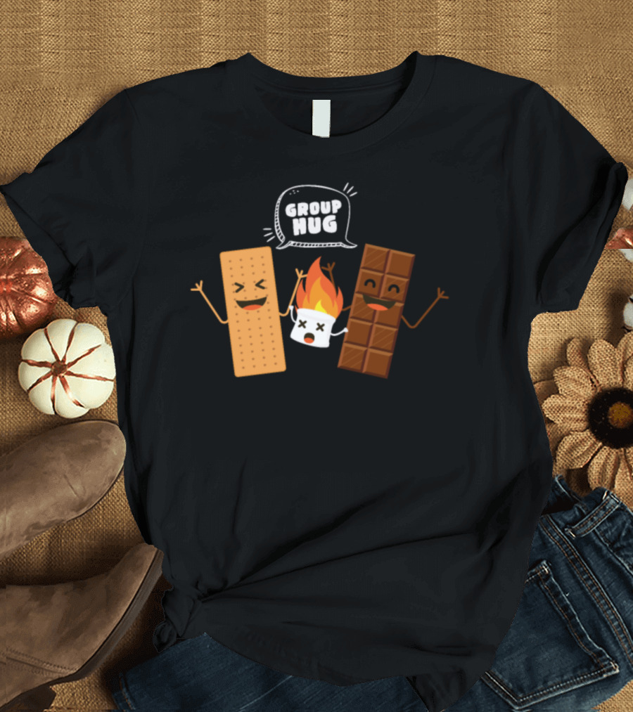 Group Hug Funny Smores Camping Marshmallow Fire Chocolate Graham Cracker T-Shirt